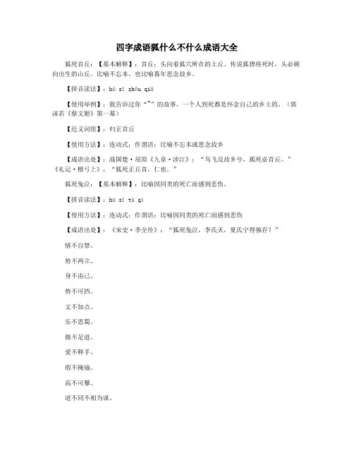 四字成语狐什么不什么成语大全