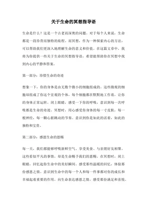 关于生命的冥想指导语