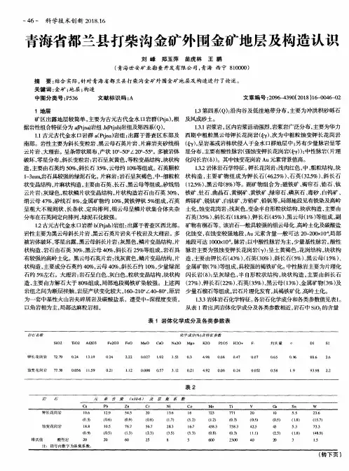 青海省都兰县打柴沟金矿外围金矿地层及构造认识