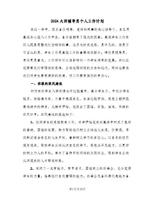 2024大四辅导员个人工作计划(4篇)