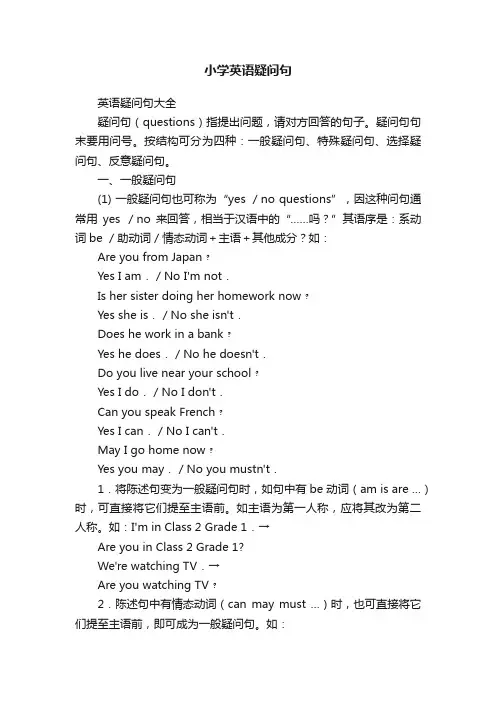 小学英语疑问句