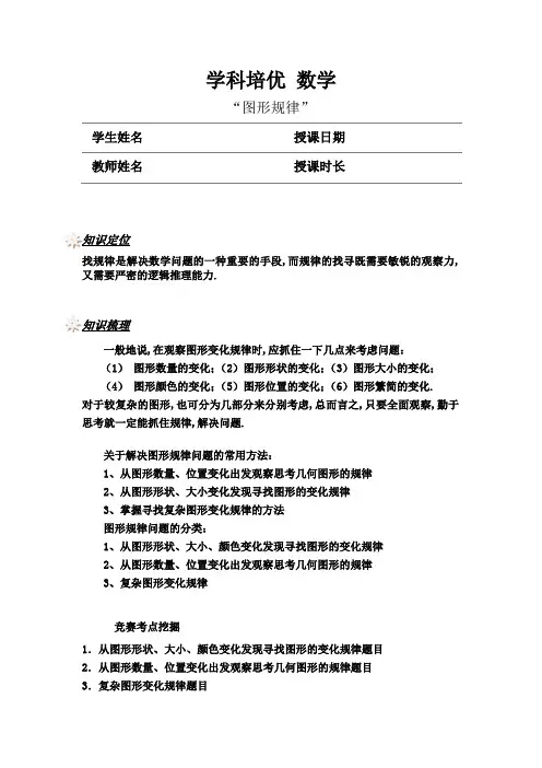 五年级奥数专题 图形规律(学生版)