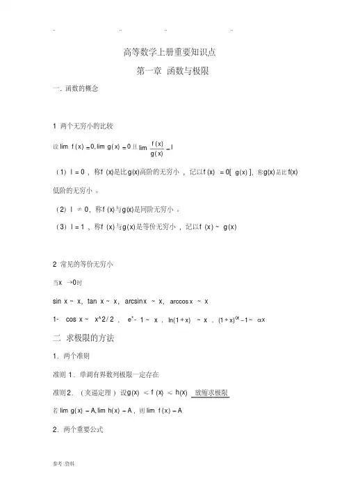 高数重要知识点汇总