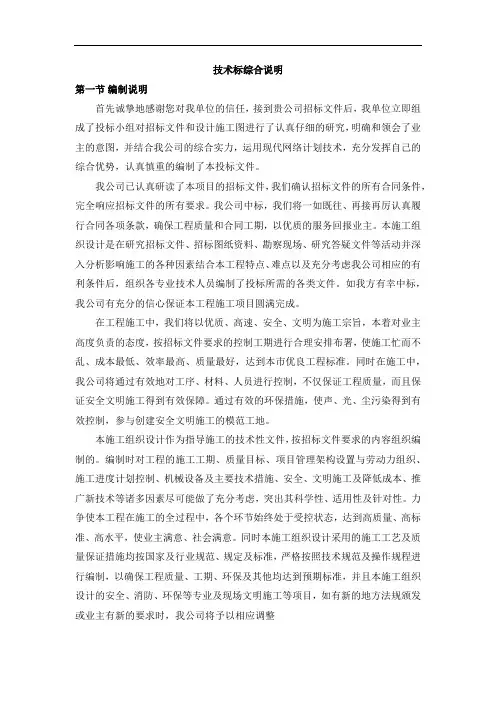 技术标综合说明