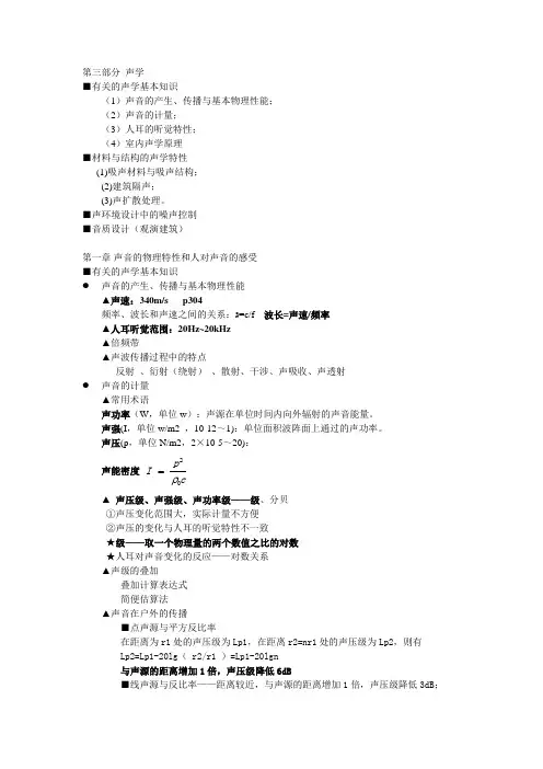 建筑物理复习资料声学部分框架整理