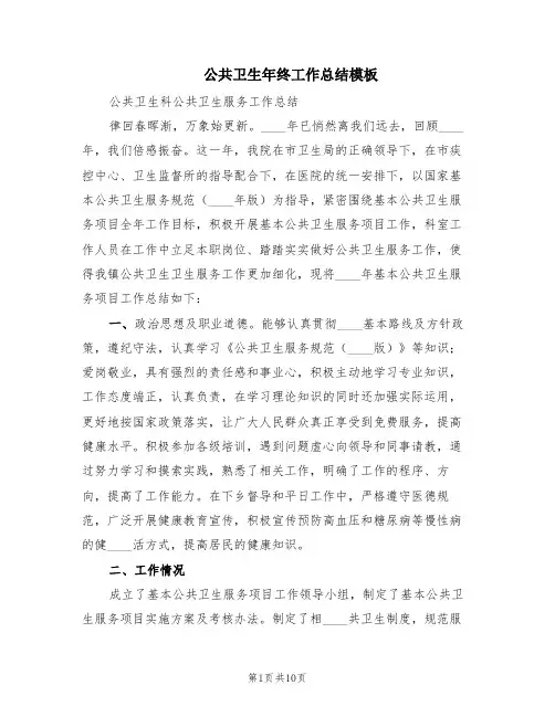 公共卫生年终工作总结模板(2篇)