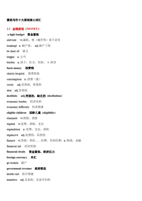 雅思写作十大原则核心词汇
