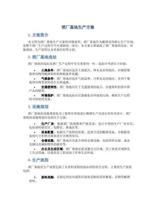 酒厂基地生产方案