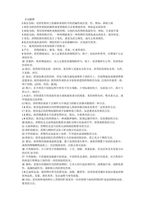 炮制名词解释