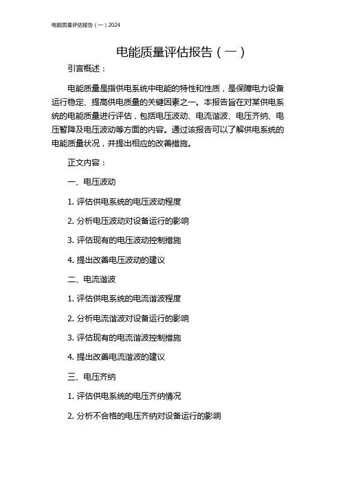 电能质量评估报告(一)2024