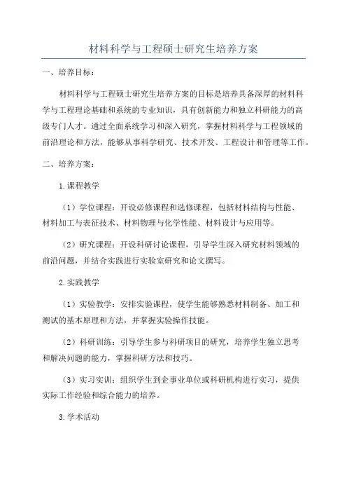 材料科学与工程硕士研究生培养方案