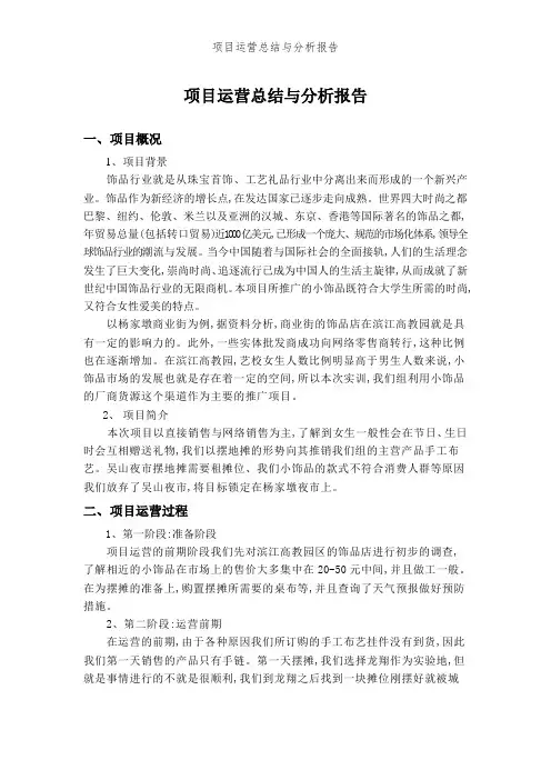 项目运营总结与分析报告