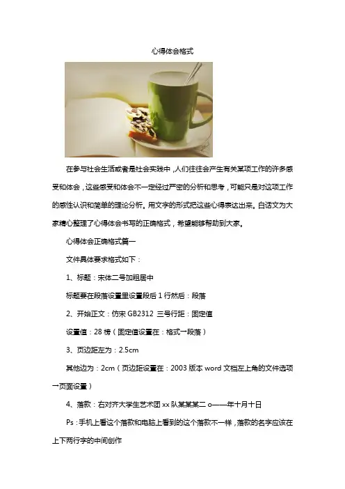 心得体会格式