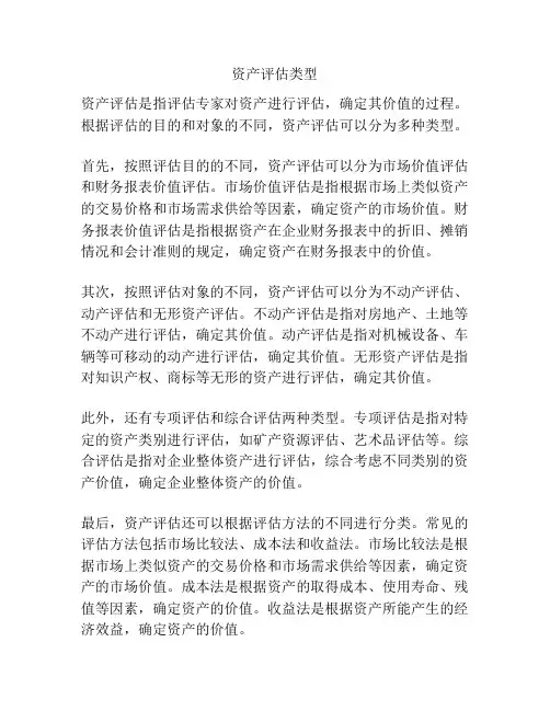 资产评估类型