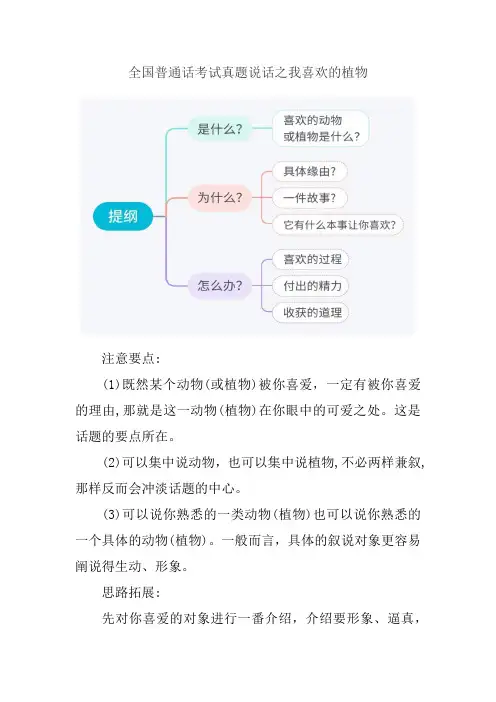 全国普通话测试—命题说话之我喜欢的植物