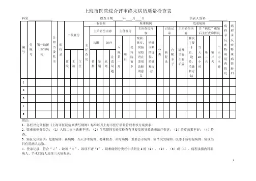 上海市新医院综合评审终末病历质量检查表