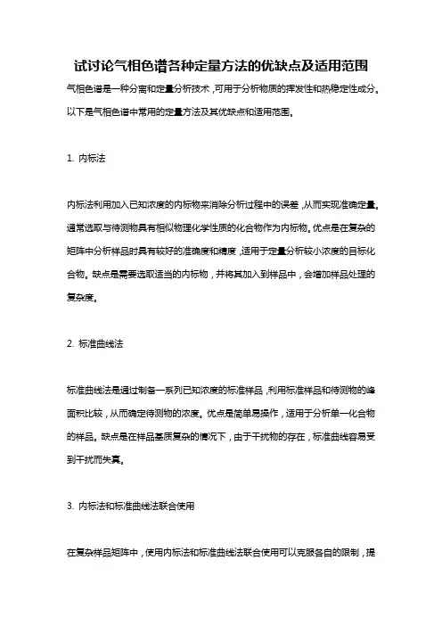 试讨论气相色谱各种定量方法的优缺点及适用范围