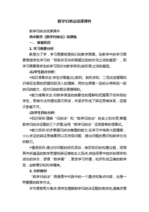 数学归纳法说课课件