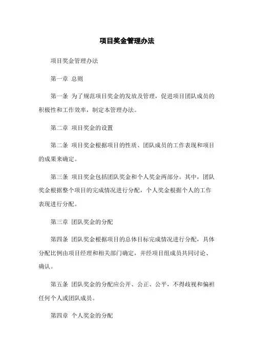 项目奖金管理办法