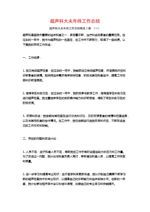 超声科大夫年终工作总结2篇