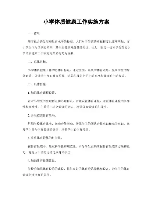 小学体质健康工作实施方案