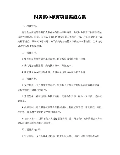 财务集中核算项目实施方案