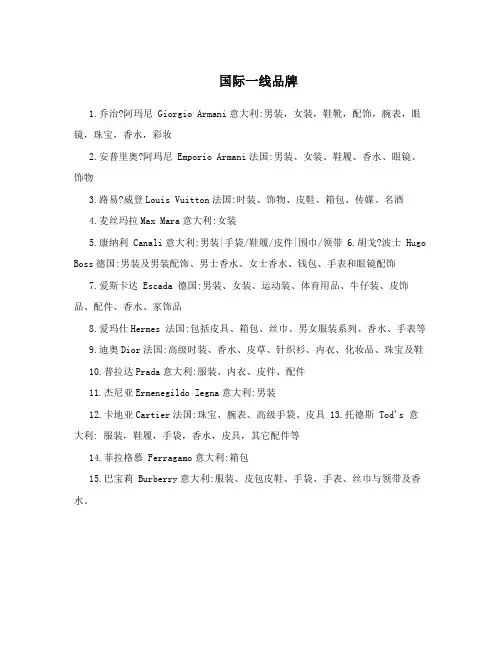 国际一线品牌