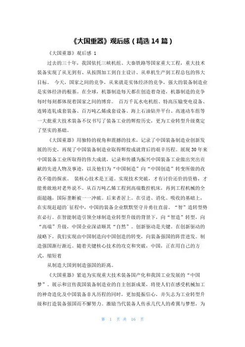 《大国重器》观后感(精选14篇)
