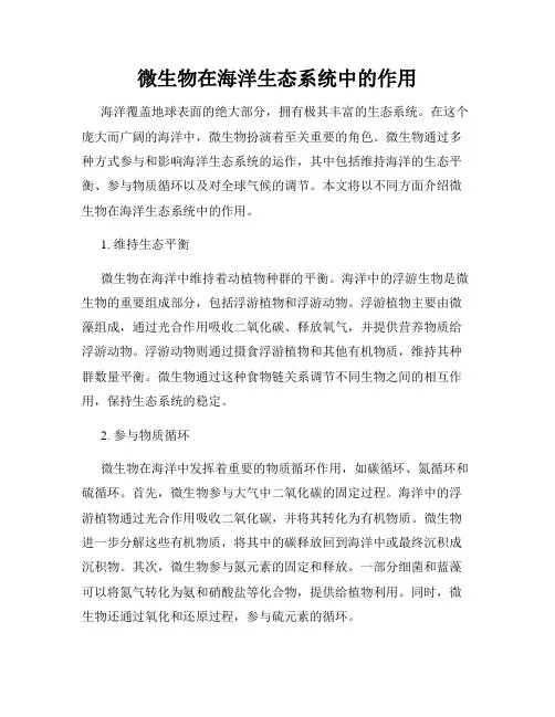 微生物在海洋生态系统中的作用
