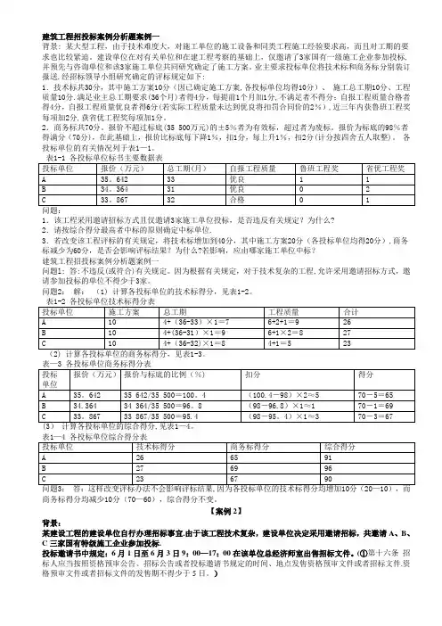 长理工程招投标与合同管理末考试题案例分析