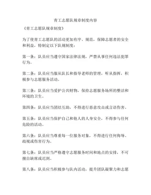 青工志愿队规章制度内容