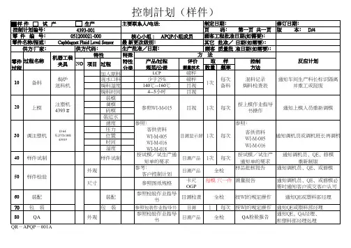 样件试产及生产控制计划