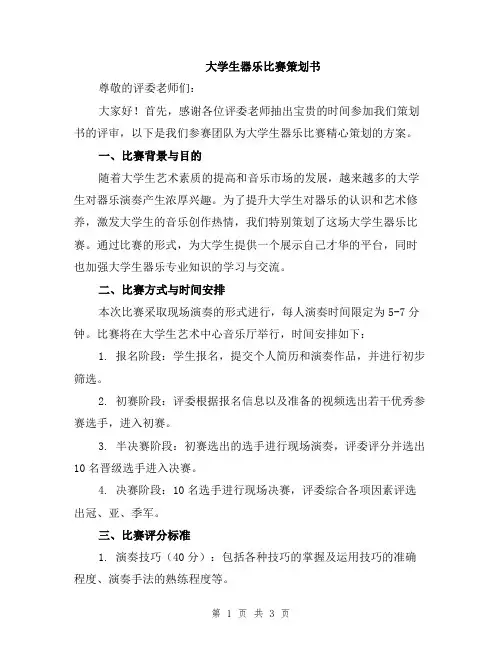 大学生器乐比赛策划书