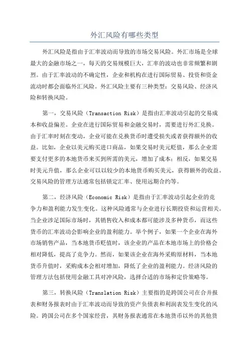 外汇风险有哪些类型