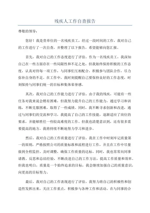 残疾人工作自查报告