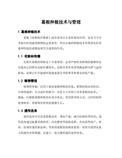葛根种植技术与管理