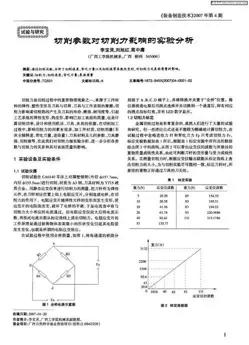 切削参数对切削力影响的实验分析