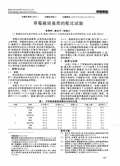 草莓栽培基质的配比试验