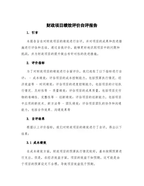 财政项目绩效评价自评报告