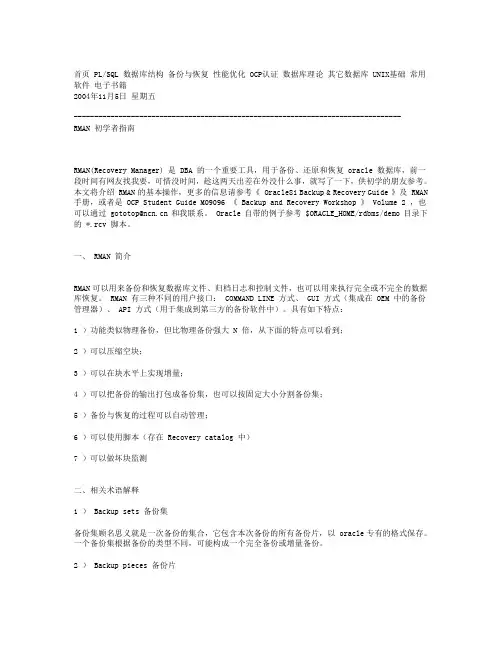 RMAN 初学者指南