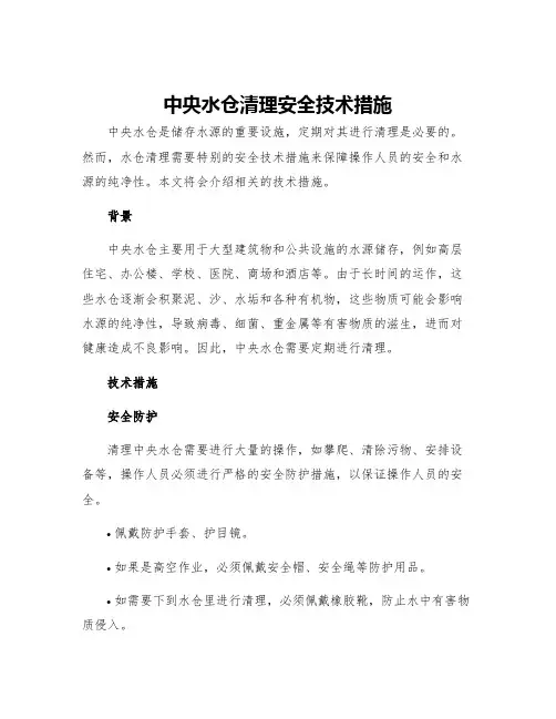 中央水仓清理安全技术措施