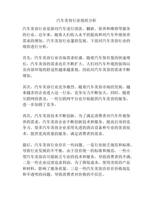 汽车美容行业现状分析
