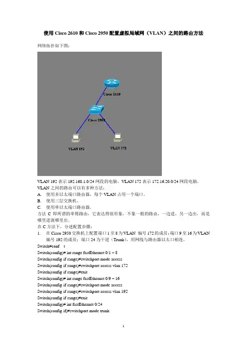 使用Cisco 2610和Cisco 2950配置虚拟局域网(VLAN)之间的路由方法(单臂路由)