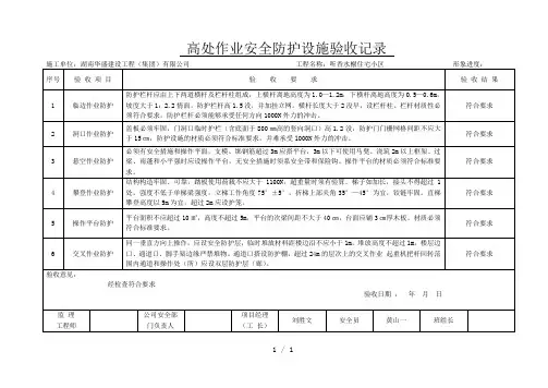 建筑高处作业安全防护设施验收记录完成