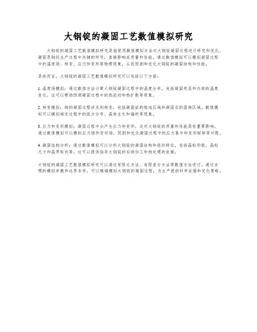 大钢锭的凝固工艺数值模拟研究