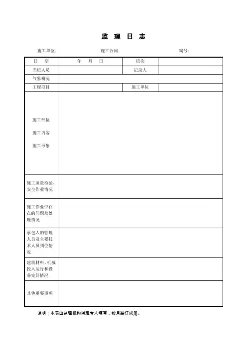 监理日志用表