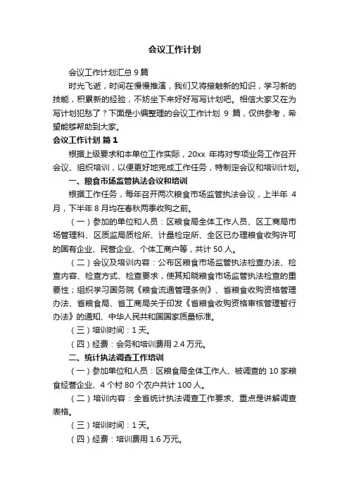 会议工作计划