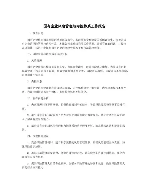国有企业风险管理与内控体系工作报告