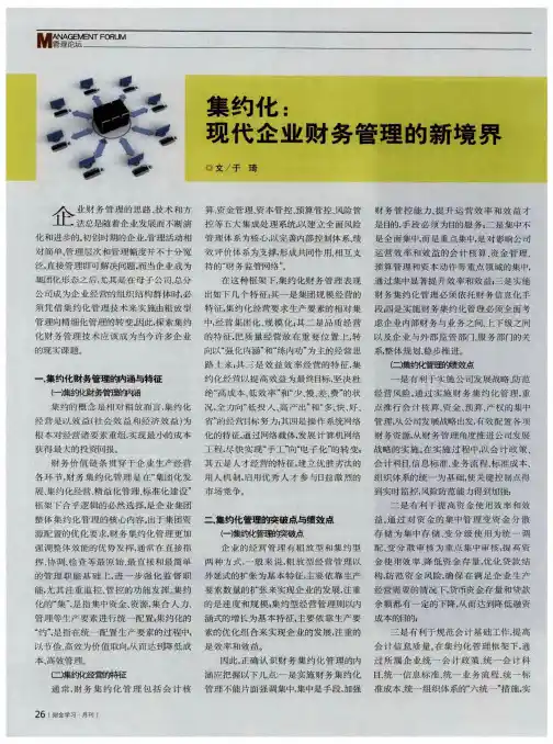 集约化：现代企业财务管理的新境界