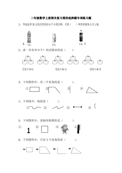 二年级数学上册期末复习图形选择题专项练习题